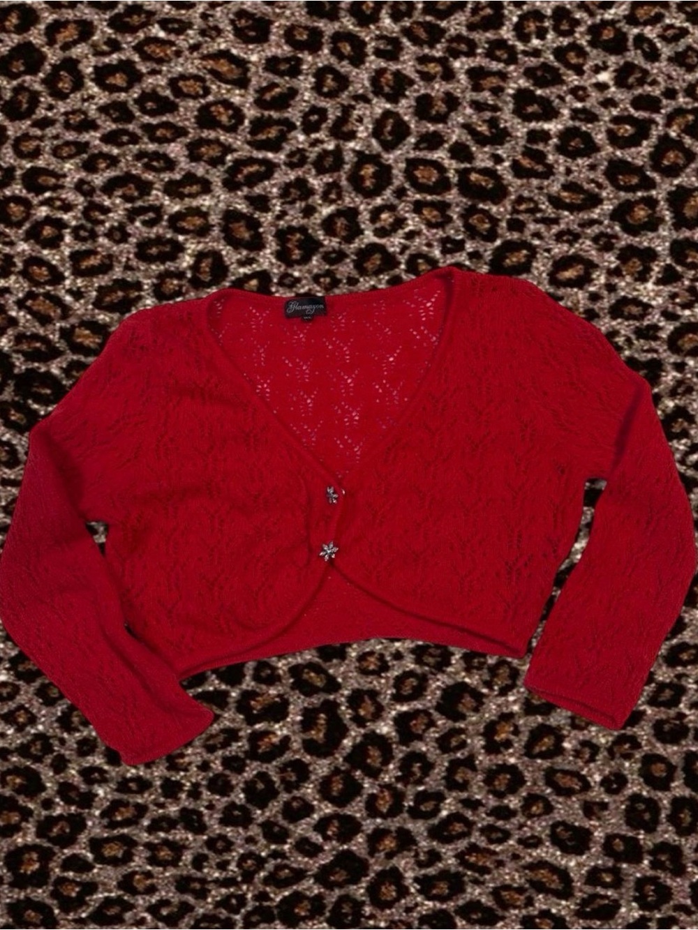 Red Cropped Knit Bolero Cardigan